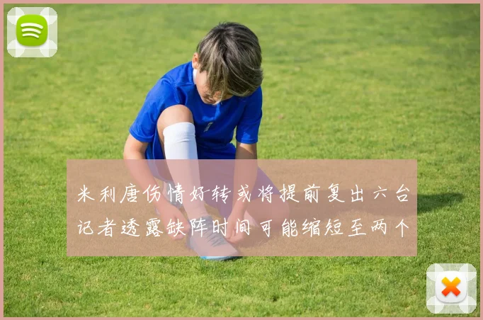 米利唐伤情好转或将提前复出六台记者透露缺阵时间可能缩短至两个月